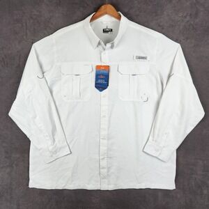 Habit Fourche Mountain Long Sleeve River Shirt Mens 2XL White UPF 40 TS10025 NEW